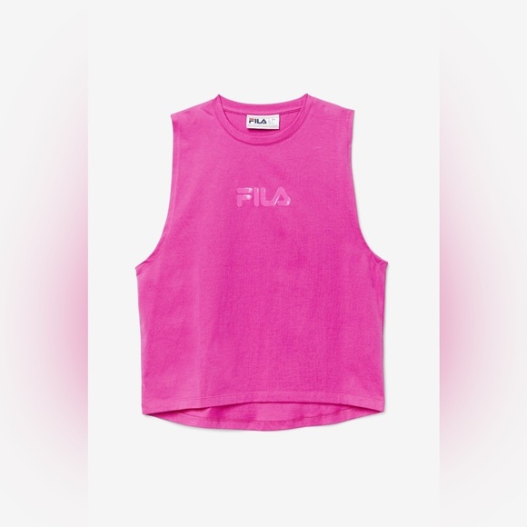 Fila Muscle Tee Women’s Size XL Pink Glow Cotton Sleeveless Relaxed Tank Diella - Picture 4 of 12